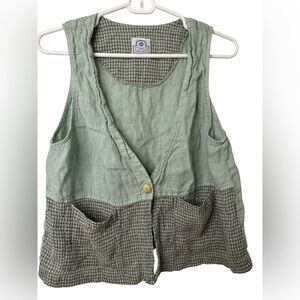 Vintage Mill Valley Cotton Green and Gray Button-Up Vest